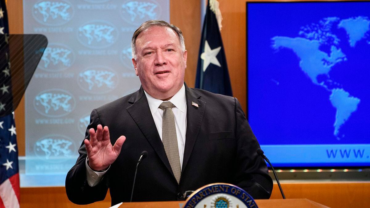Secretary of State Mike Pompeo speaks during a news conference at the State Department in Washington, Wednesday, Sept. 2, 2020.
