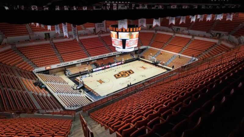 Jan 14, 2019; Stillwater, OK, USA; A view of Eddie Sutton Court at Gallagher-Iba Arena before...