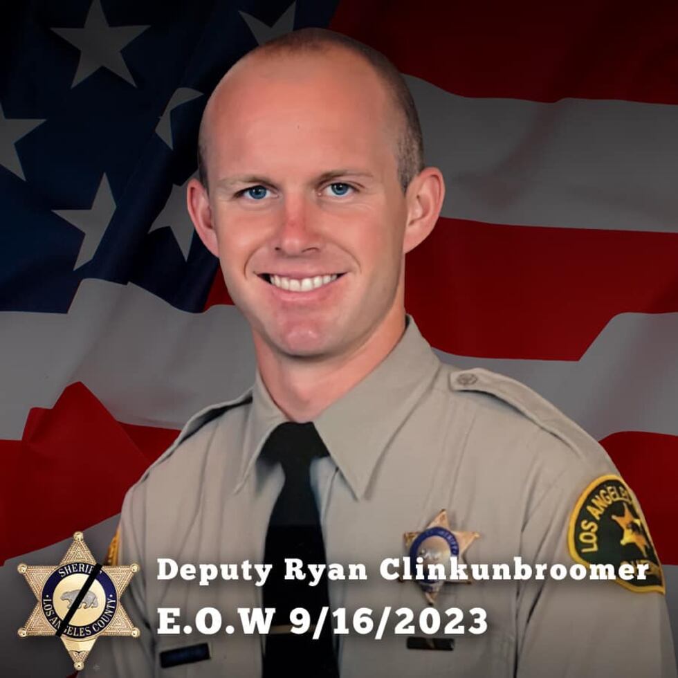 Los Angeles County Sheriff's Department Deputy Ryan Clinkunbroomer, 30, died after he was shot...