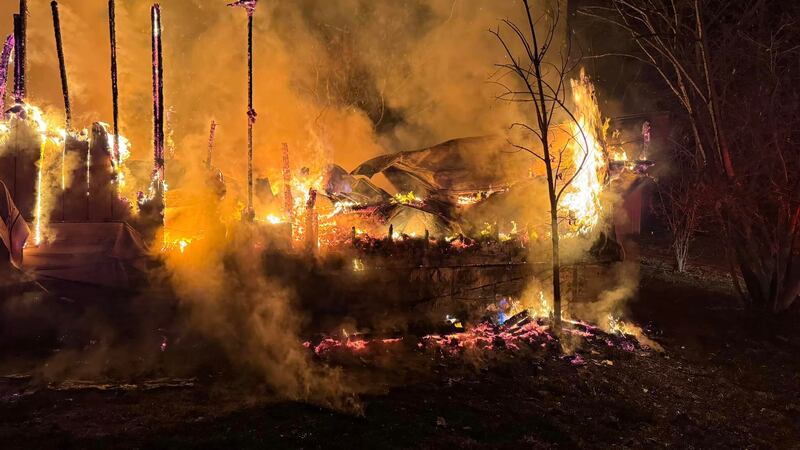 A home was destroyed by a structure fire in Johnson County.