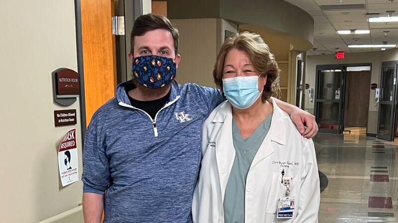 Paducah Tilghman band teacher Chris Loe (left) is thankful to be alive following a stroke he...