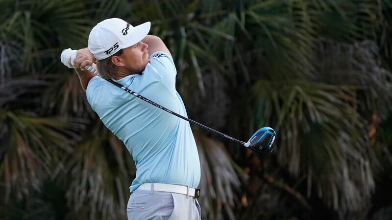 Sami Valimaki, of Finland, tees off on the second tee during the second round of the PGA...