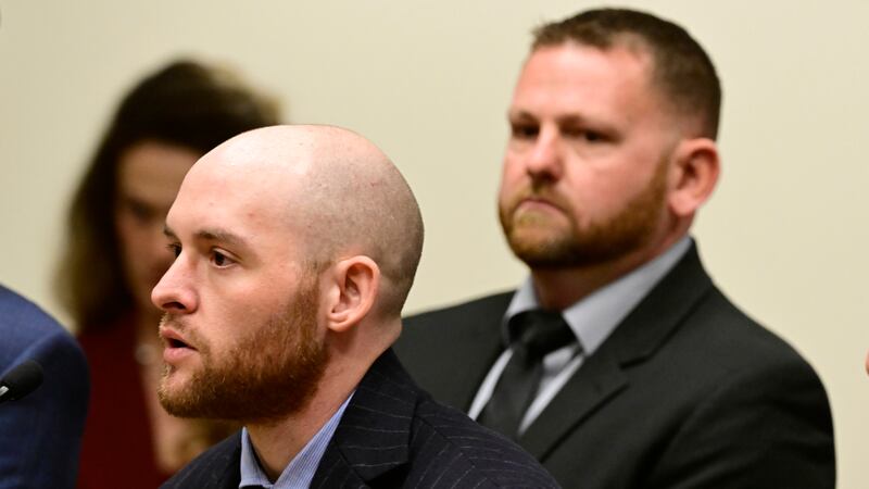 FILE - Former officer Jason Rosenblatt, left, and Aurora Police Officer Randy Roedema, right,...